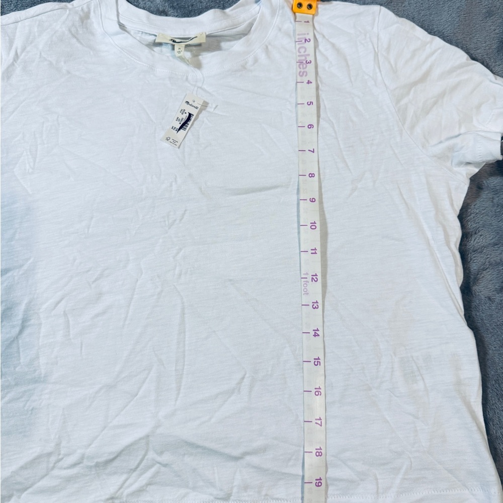 NWT Madewell White Women Slub Boxy-Crop Bella Tee Pima Cotton Causal - Picture 11 of 11